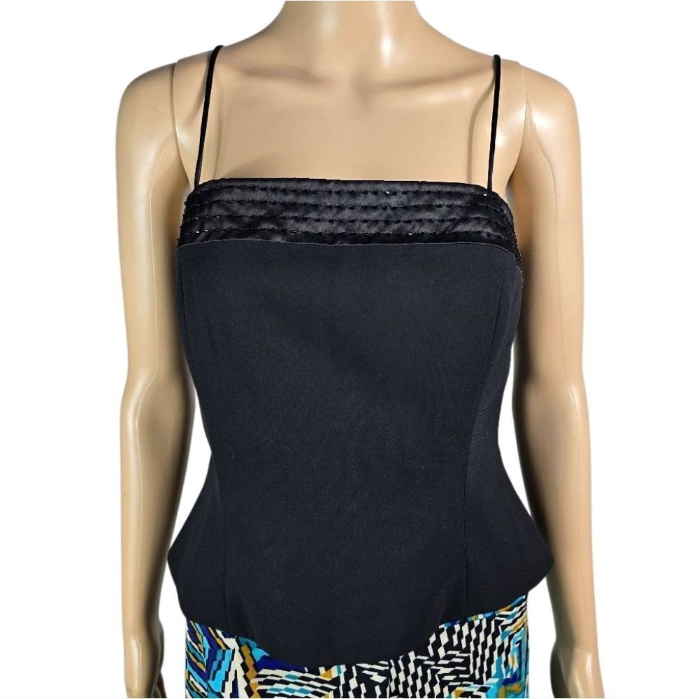 JS Collections Black Embellished Spaghetti Strap Crop Top Size S
